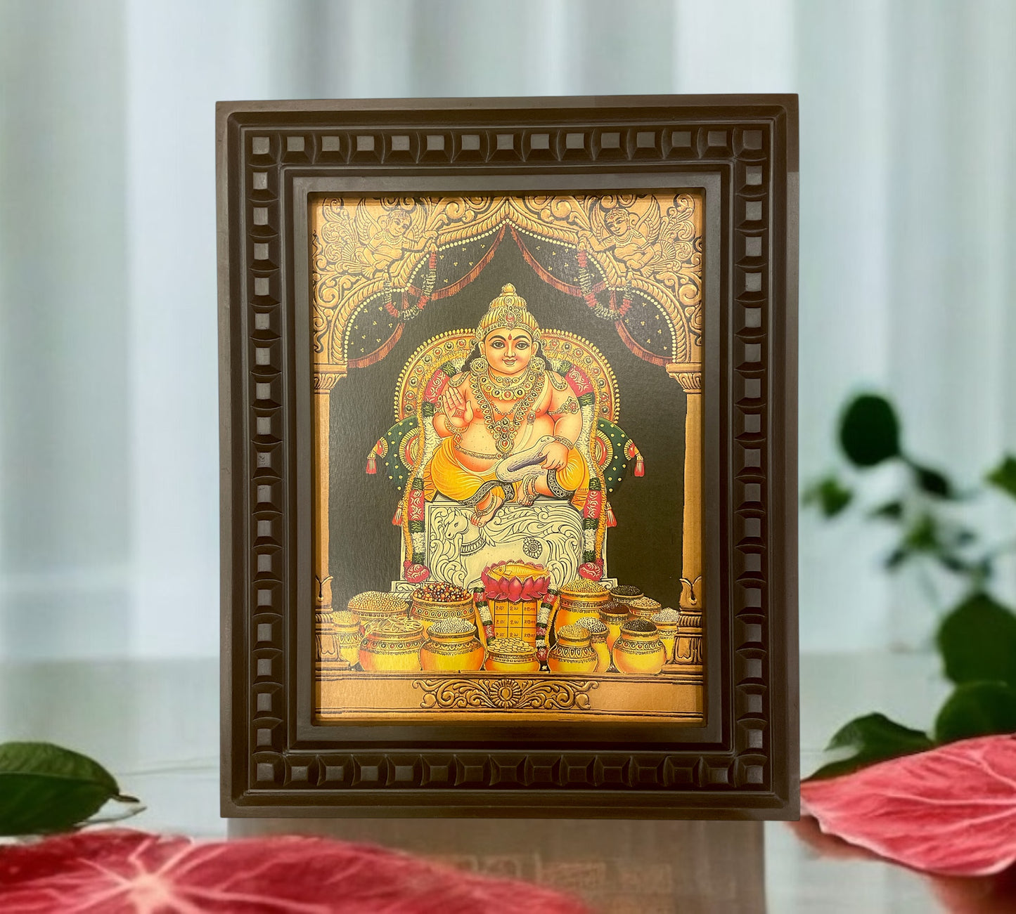 Kubera-2 Gold Leafed Art With Wooden Frame