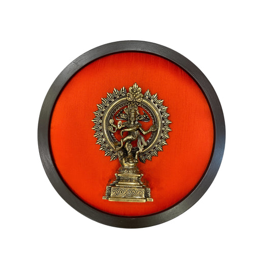 Brass Nataraj in Wooden Frame – Elegant Wall Art for Home & Office Décor
