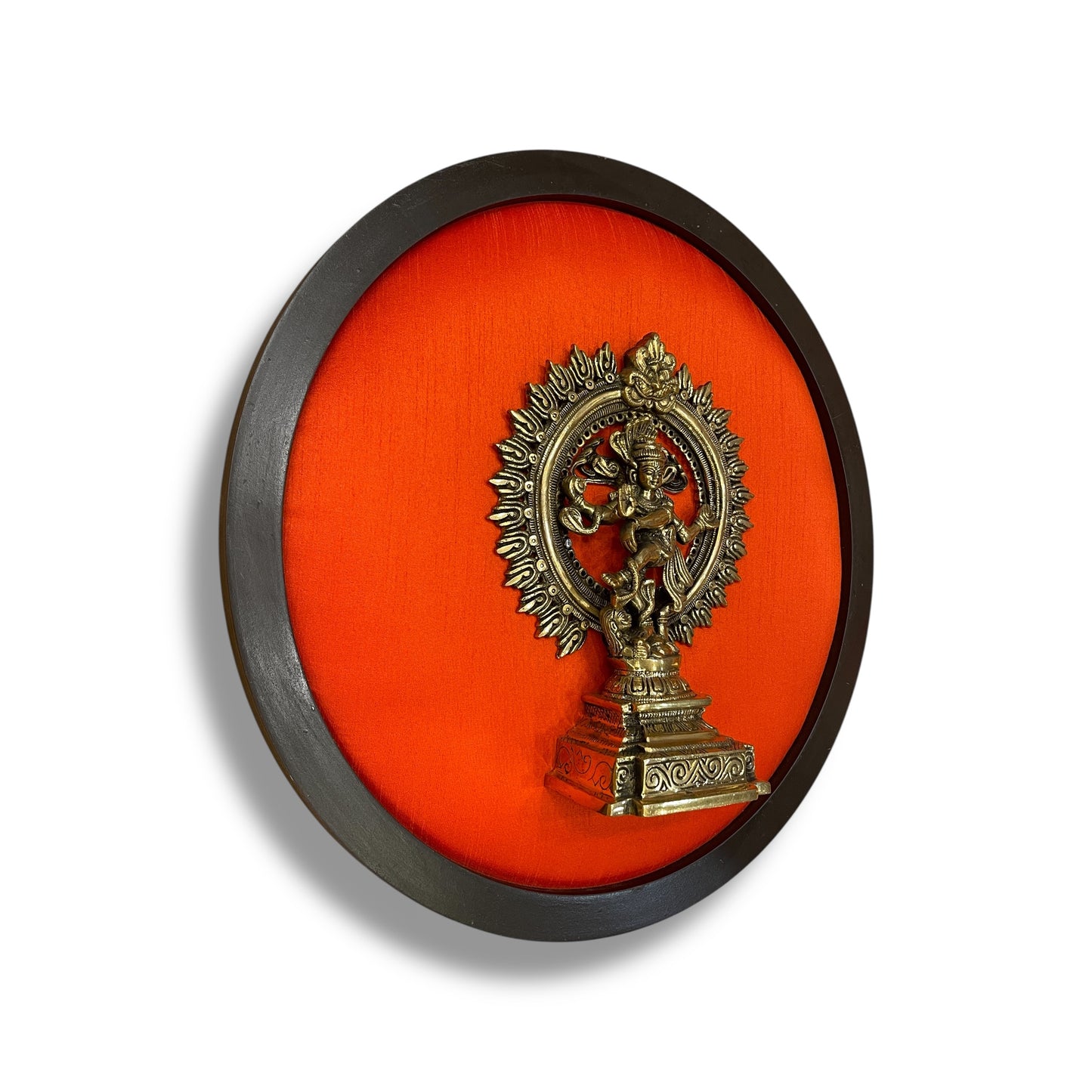 Brass Nataraj in Wooden Frame – Elegant Wall Art for Home & Office Décor