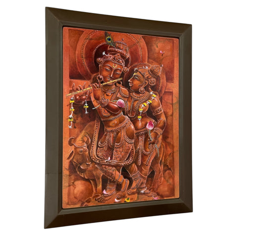 Radha krishna Stone Effect Canvas