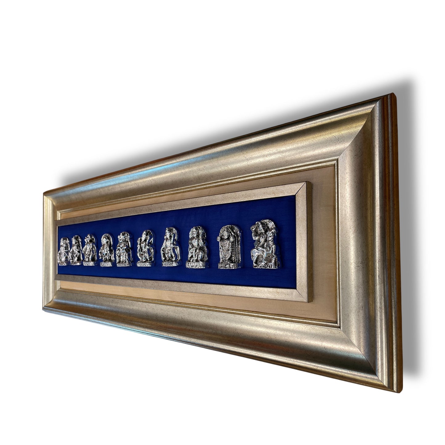 Dashavatara in Sterling Silver with Royal Blue Silk Backdrop