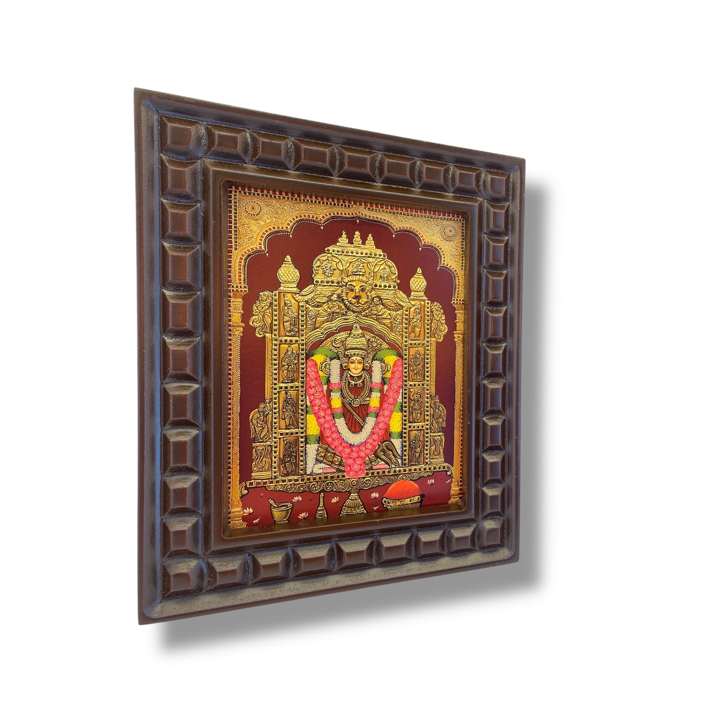 Kanaka Durga Gold foiled art Within wooden frame