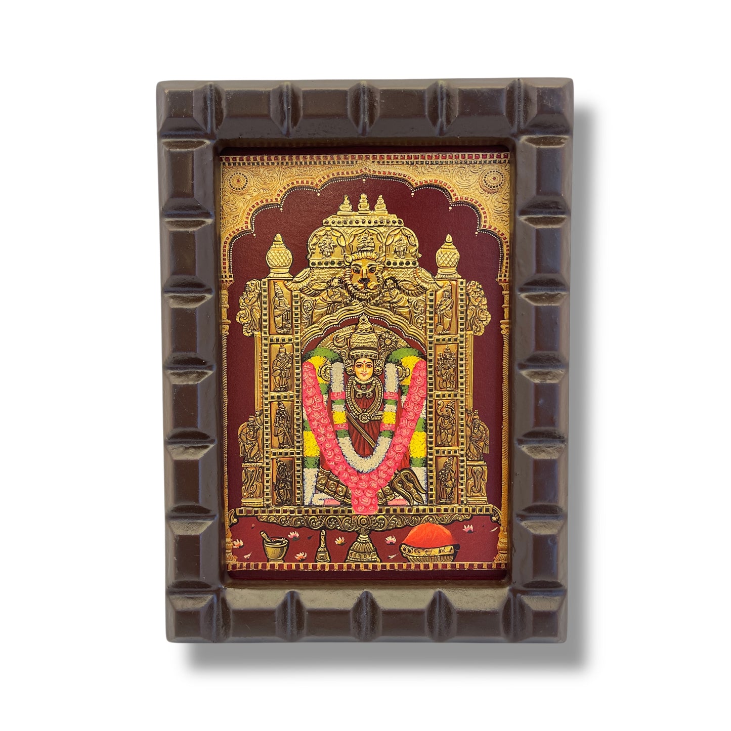 Kanaka Durga Gold foiled art Within wooden frame