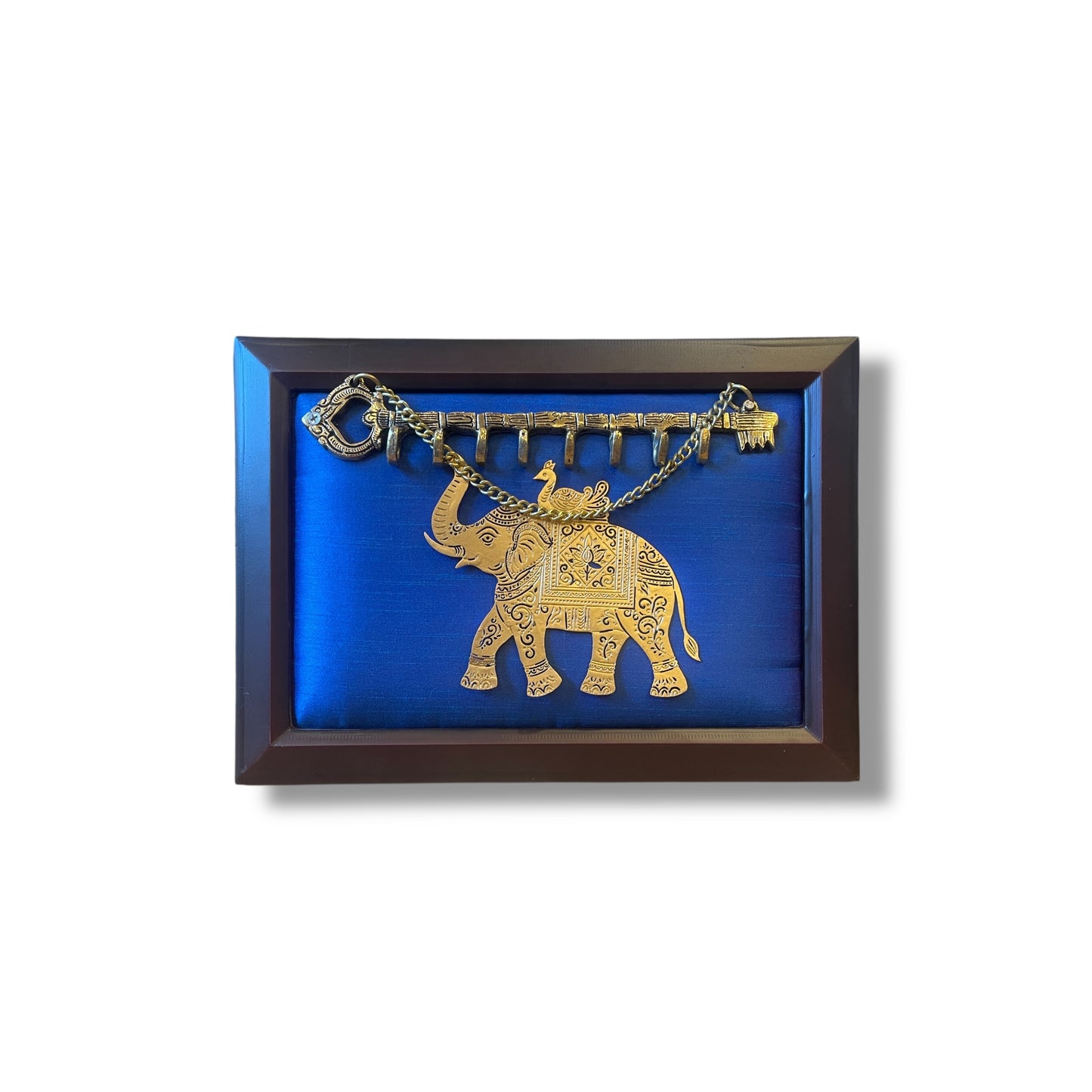 Brass Key Hanger with Titanium Elephant – Stylish Wall-Mounted Organizer for Home Decor