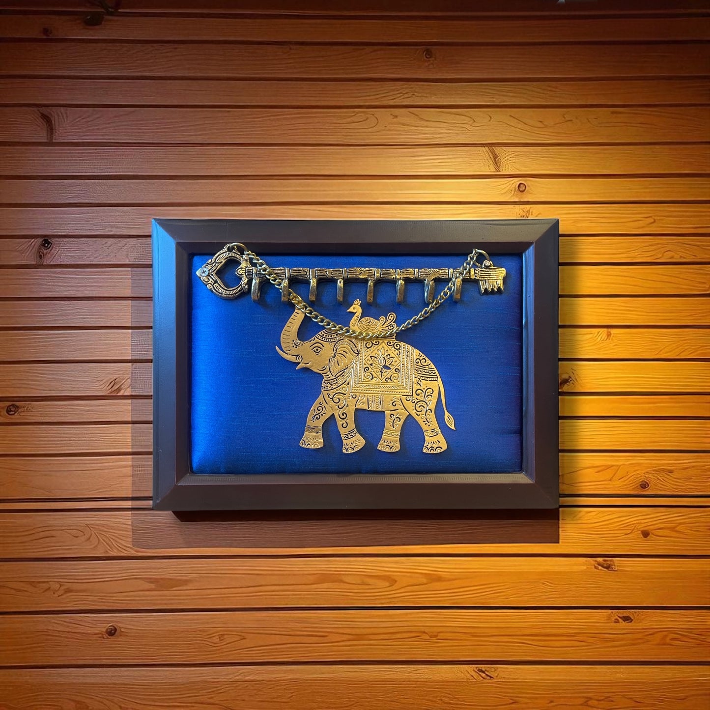 Brass Key Hanger with Titanium Elephant – Stylish Wall-Mounted Organizer for Home Decor