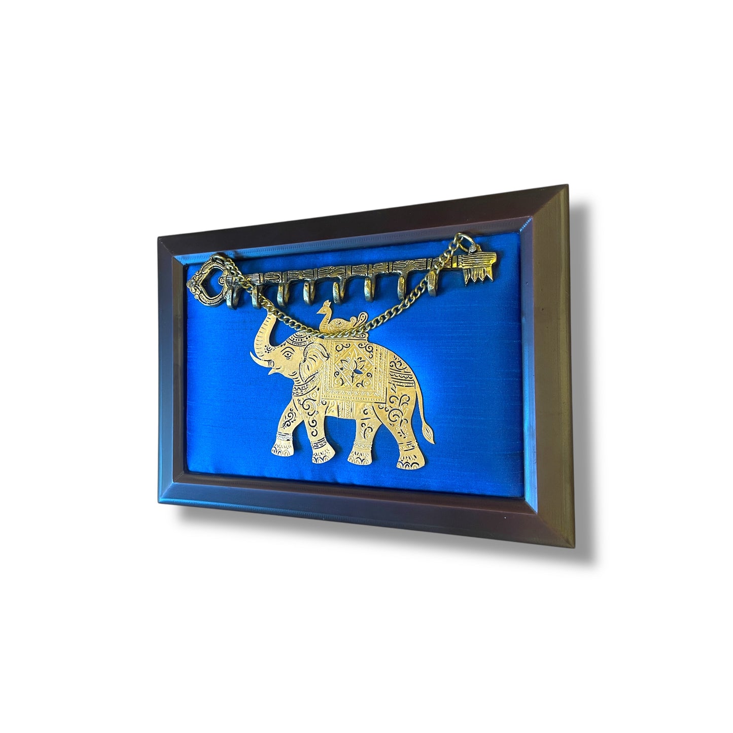 Brass Key Hanger with Titanium Elephant – Stylish Wall-Mounted Organizer for Home Decor