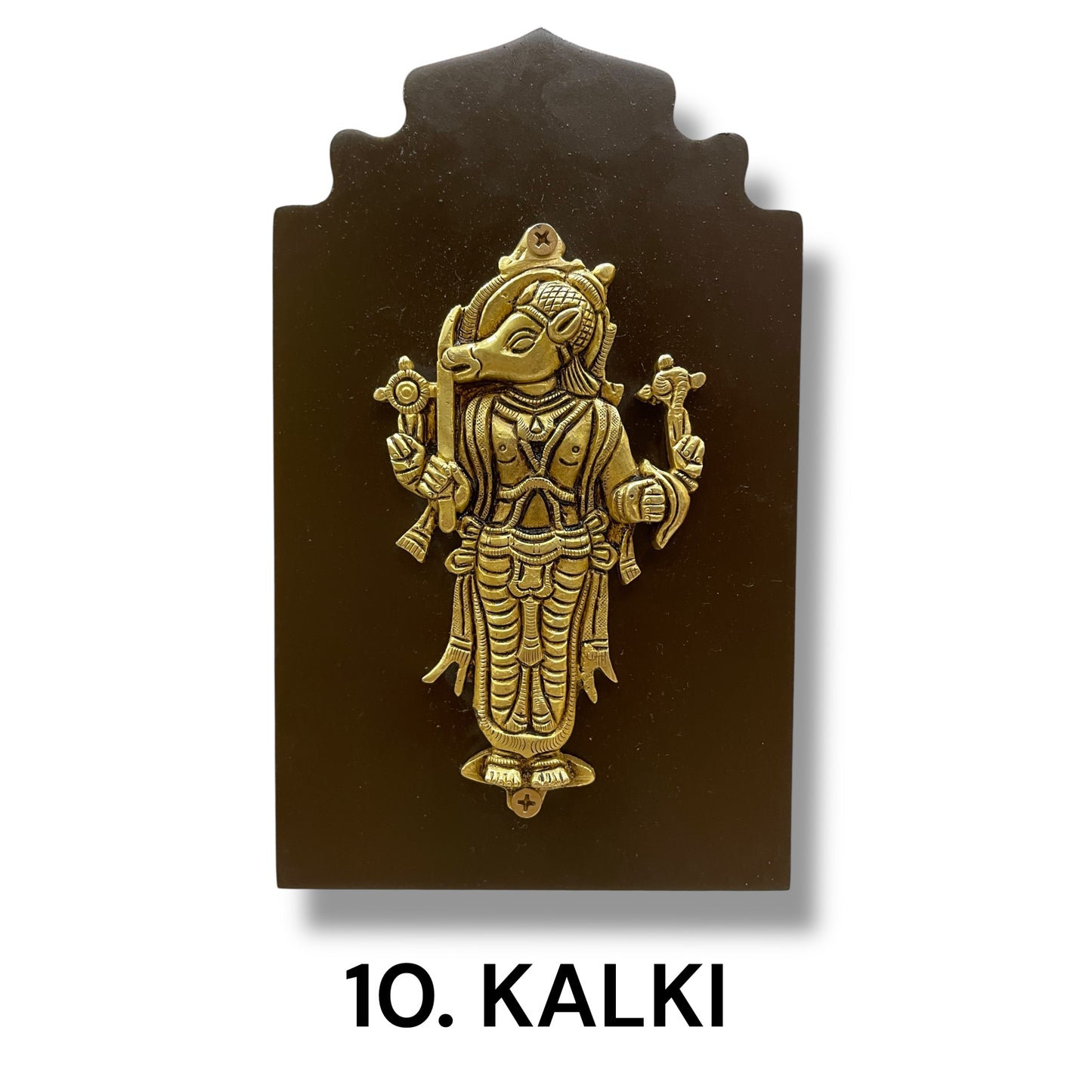 Brass Dashavatara Wall Panel – Ten Incarnations of Lord Vishnu
