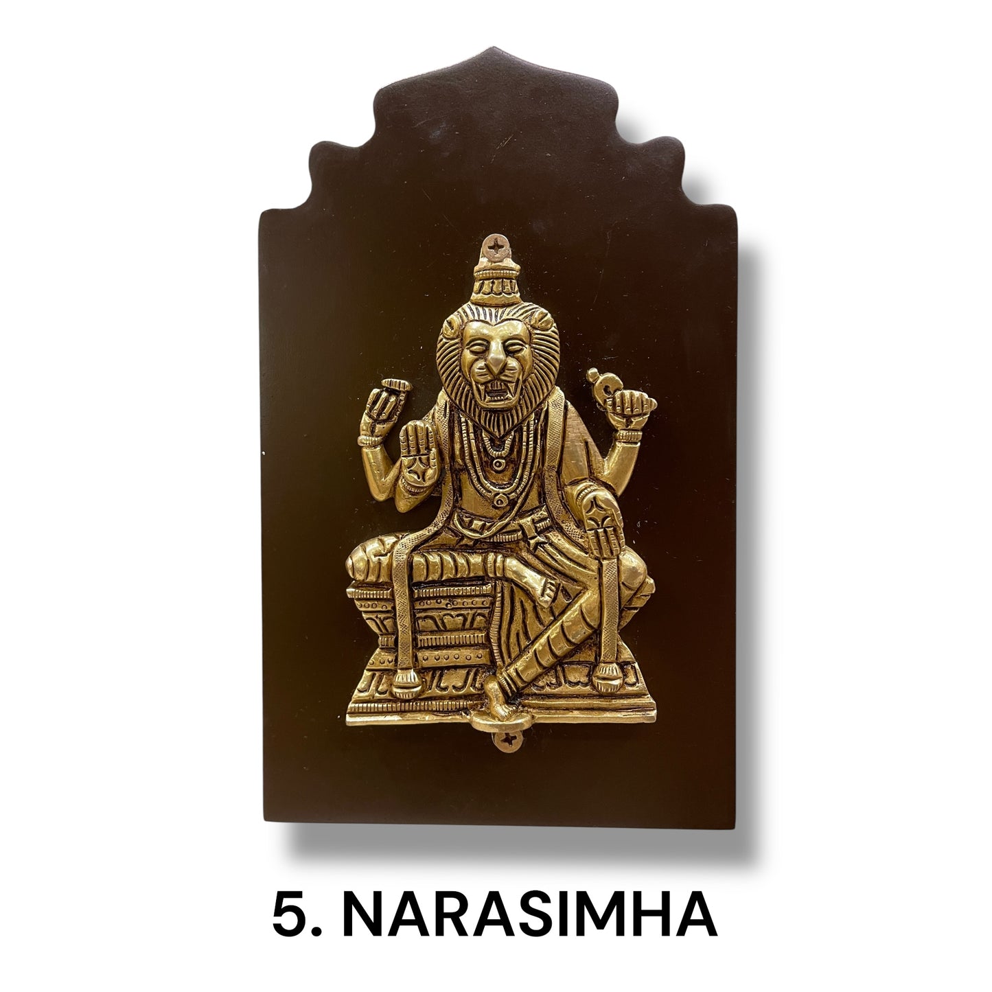 Brass Dashavatara Wall Panel – Ten Incarnations of Lord Vishnu