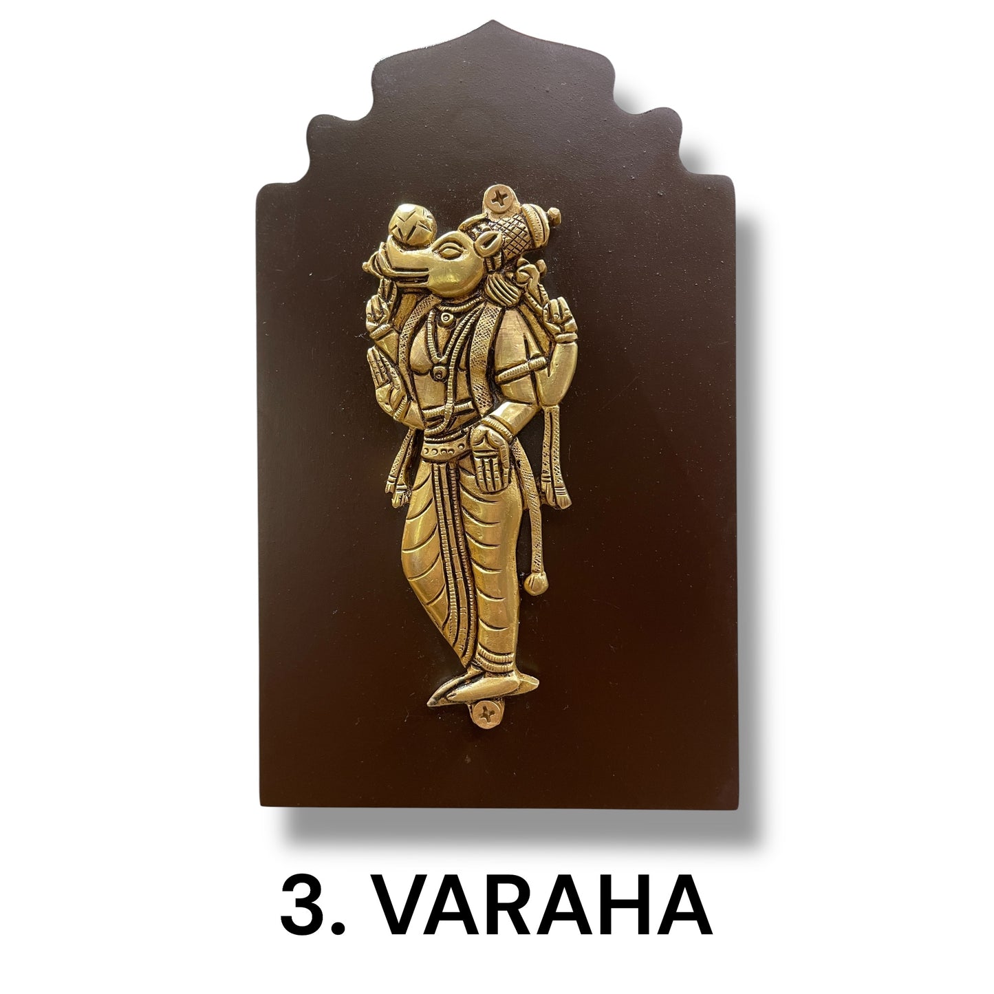 Brass Dashavatara Wall Panel – Ten Incarnations of Lord Vishnu
