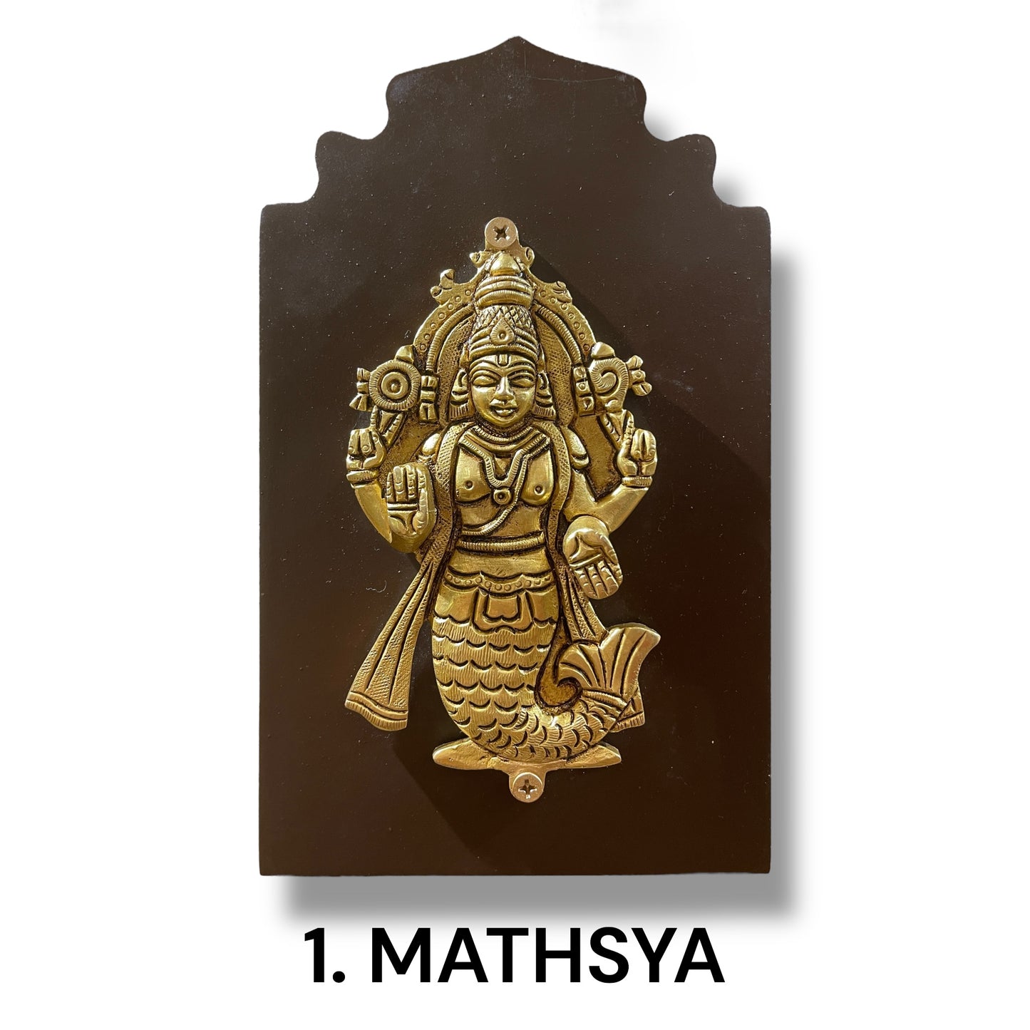 Brass Dashavatara Wall Panel – Ten Incarnations of Lord Vishnu