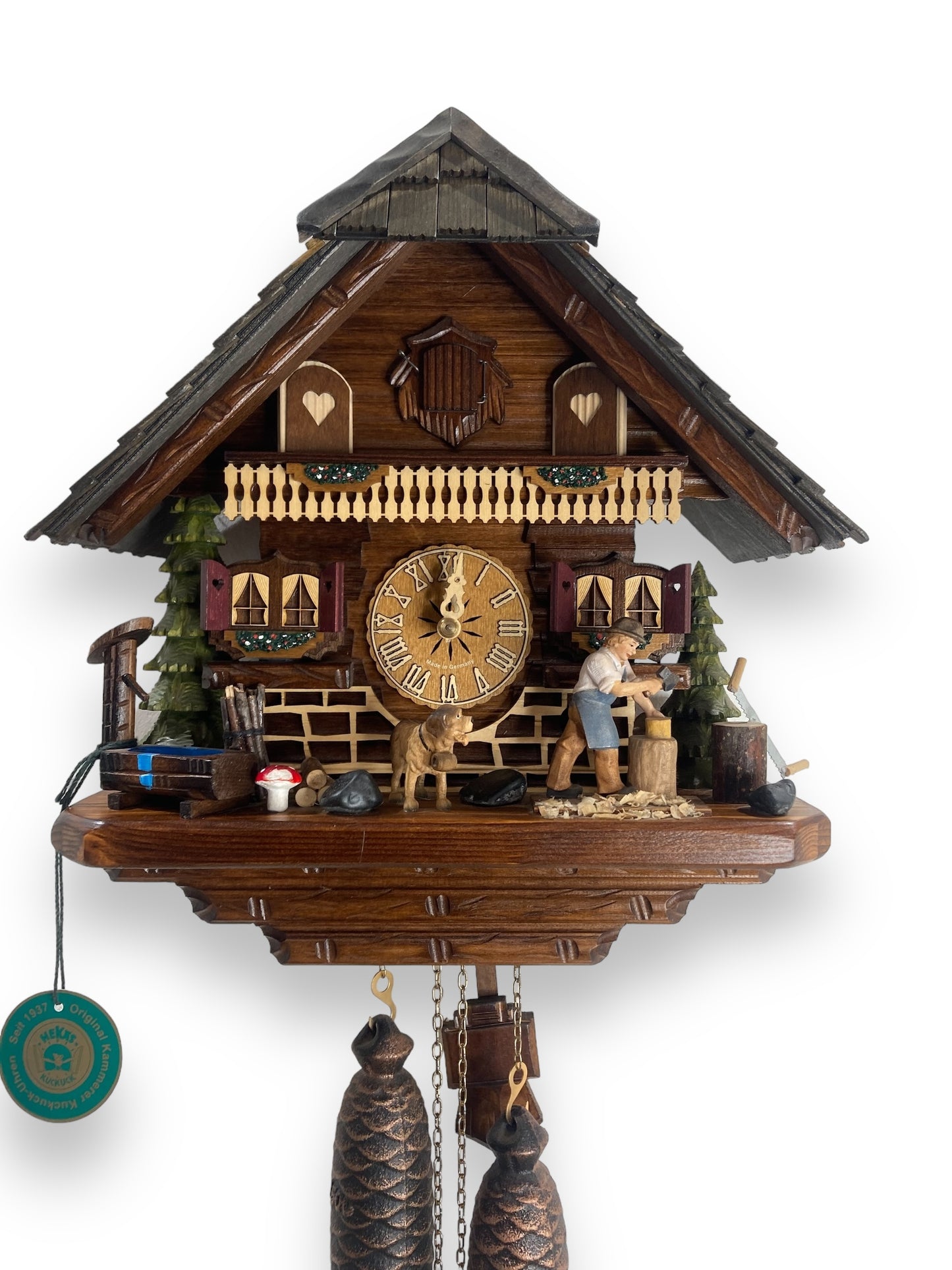 Mechanical original cuckoo clock with hand carving carpenter - 8 day Movement