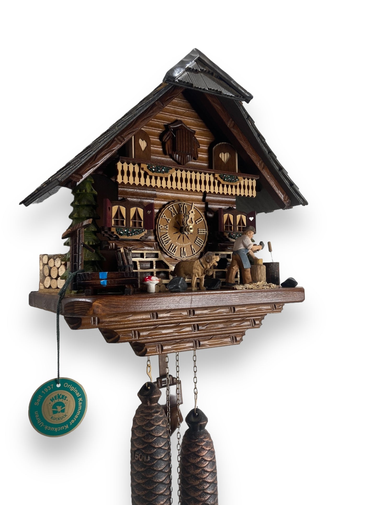 Mechanical original cuckoo clock with hand carving carpenter - 8 day Movement
