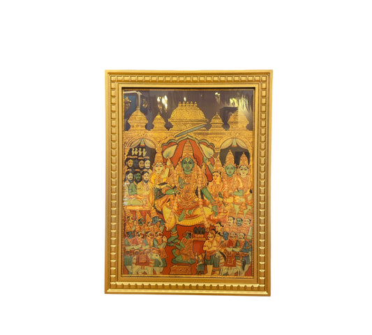 Lord Rama Pattabhishekam Gold Leafed Art (Gold Wooden Frame)