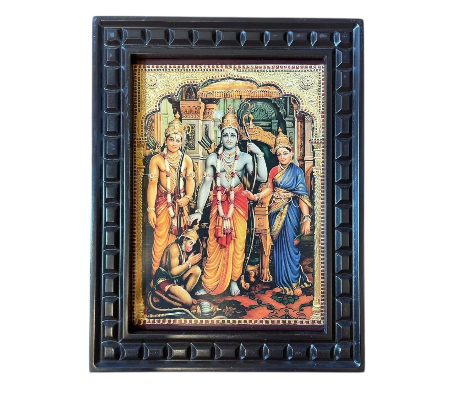 Rama Parivar Gold foiled art in wooden frame
