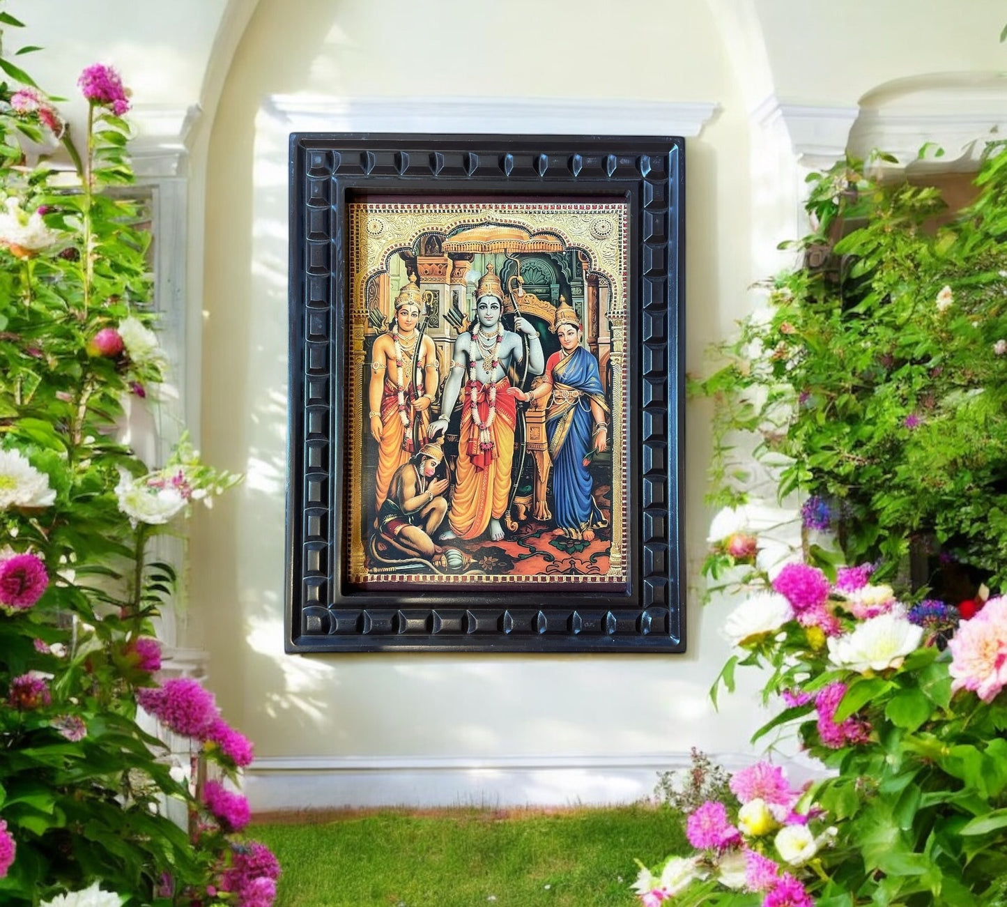 Rama Parivar Gold foiled art in wooden frame