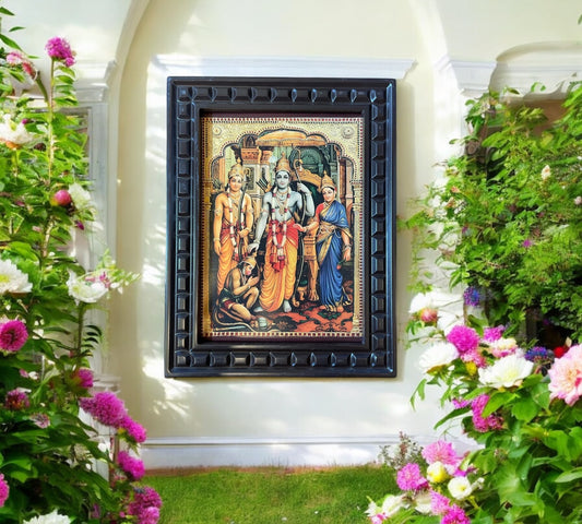 Rama Parivar Gold foiled art in wooden frame