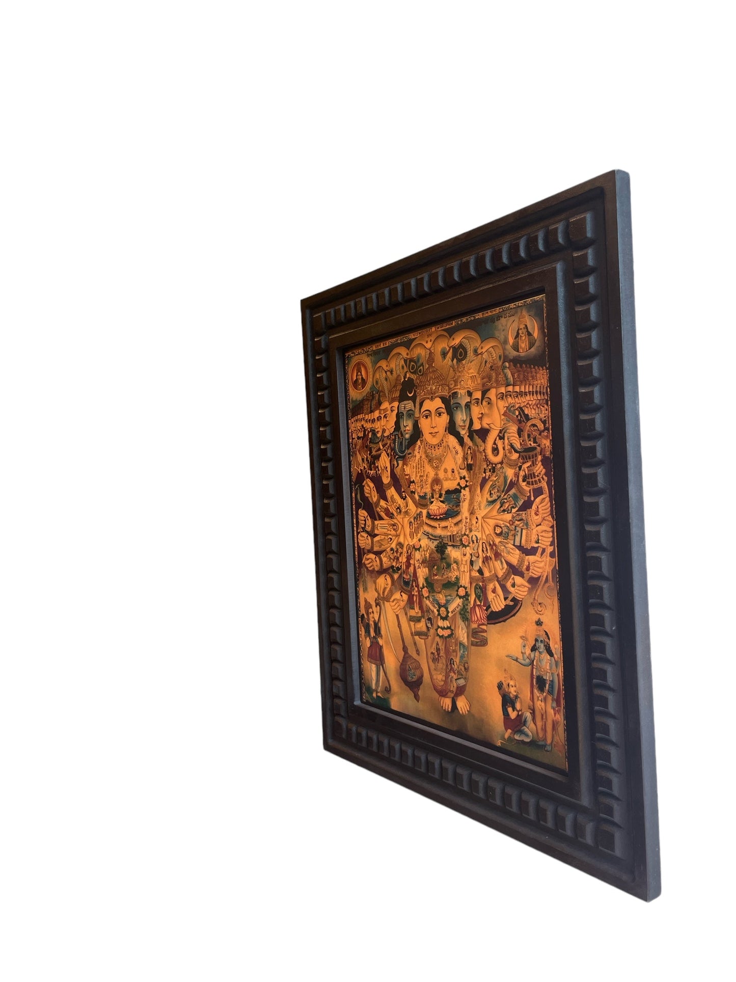 Gold Leafed Art Vishvarupam With Wooden Frame