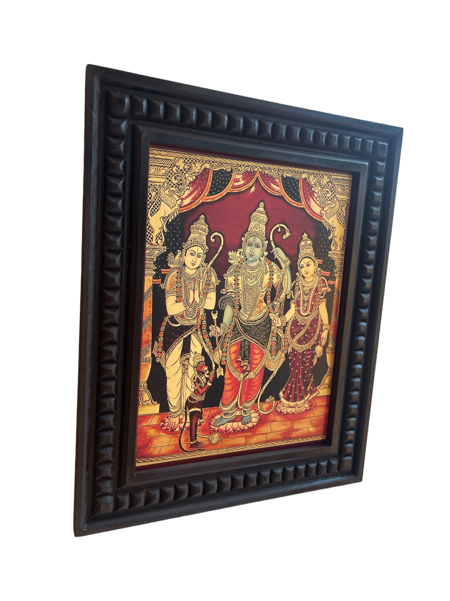Gold Leafed Art Shri kodandarama Swami With Wooden Frame