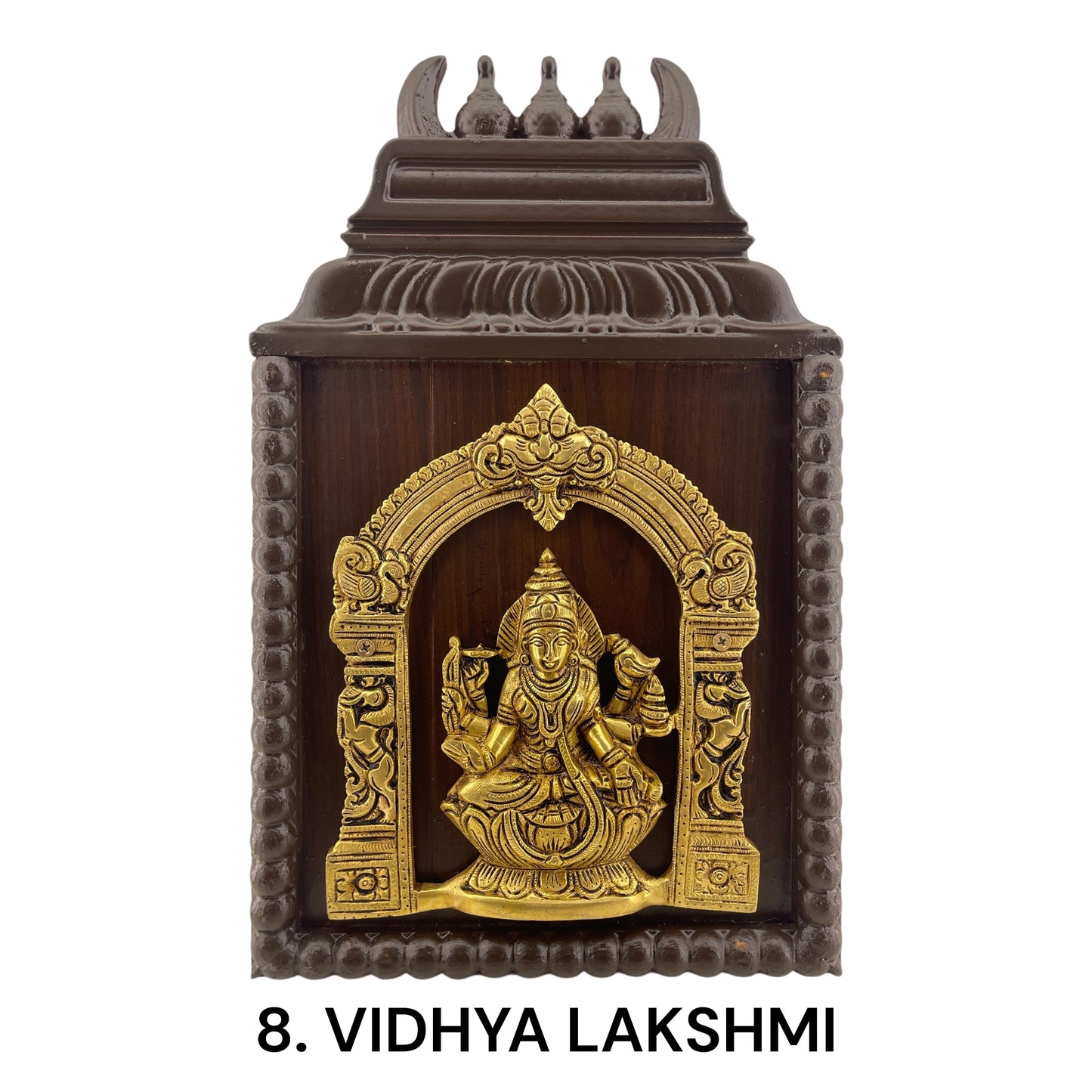 Brass Astalakshmi with Temple Wooden Frame