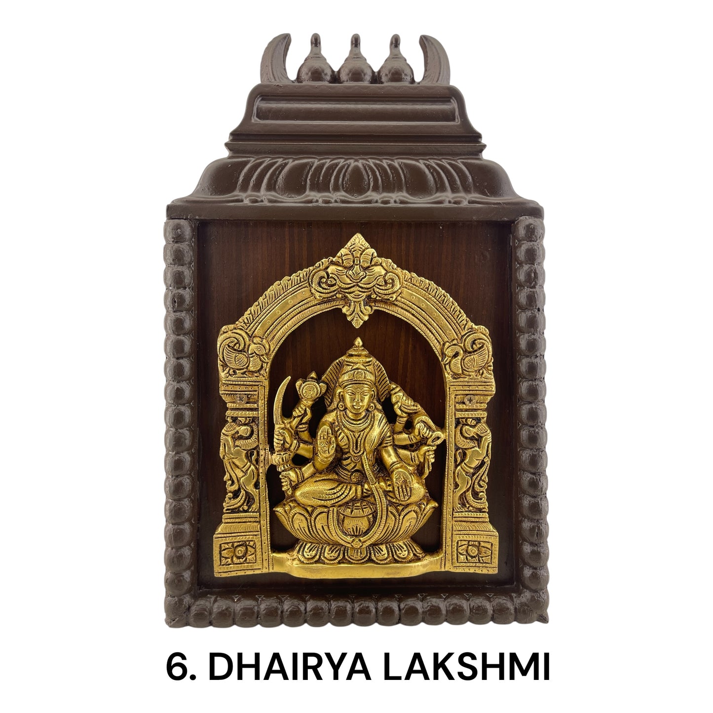 Astalakshmi Brass wall frame in Wooden Frame.