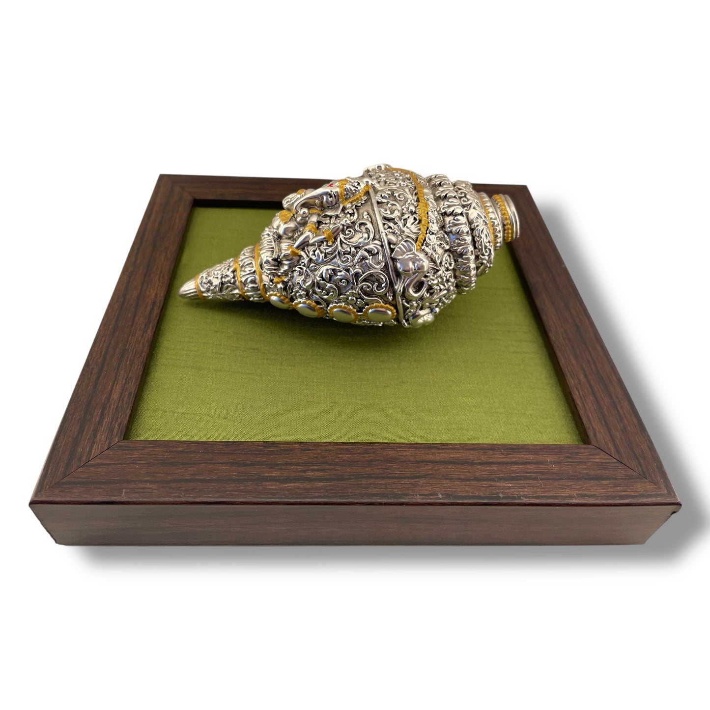 Ganesh Shank Sterling Silver Gold Painted