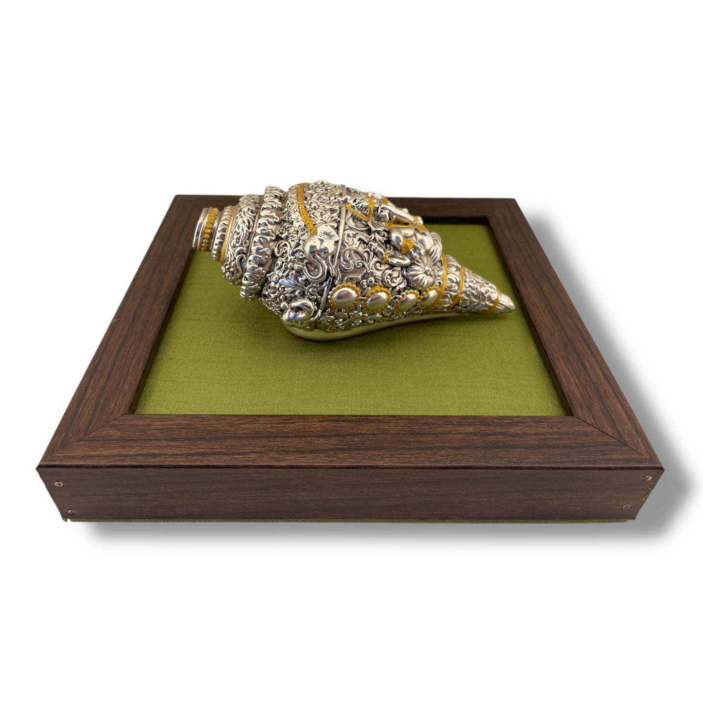 Ganesh Shank Sterling Silver Gold Painted