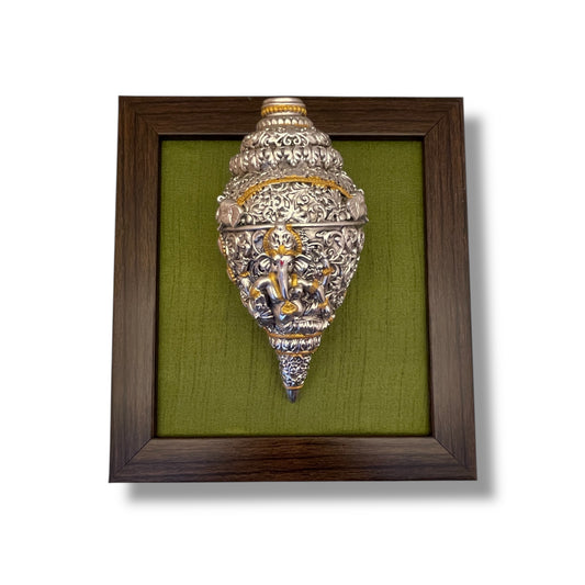 Ganesh Shank Sterling Silver Gold Painted