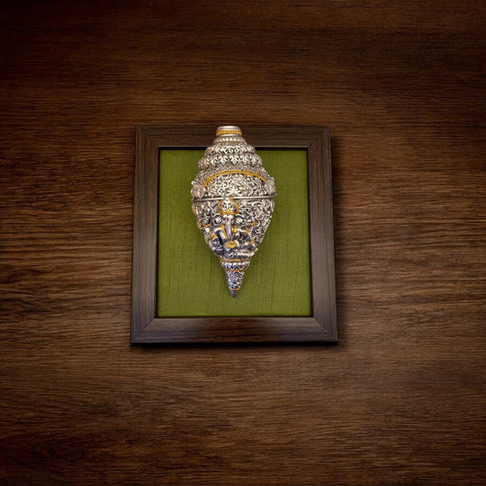 Ganesh Shank Sterling Silver Gold Painted