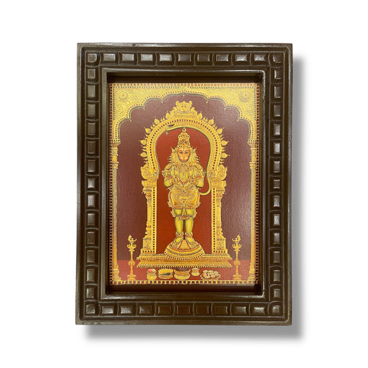 Hanuman Gold Leafed Art with Wooden Frame
