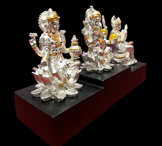 Silver Lakshmi,Ganesha,Saraswathi (A Divine Trio)