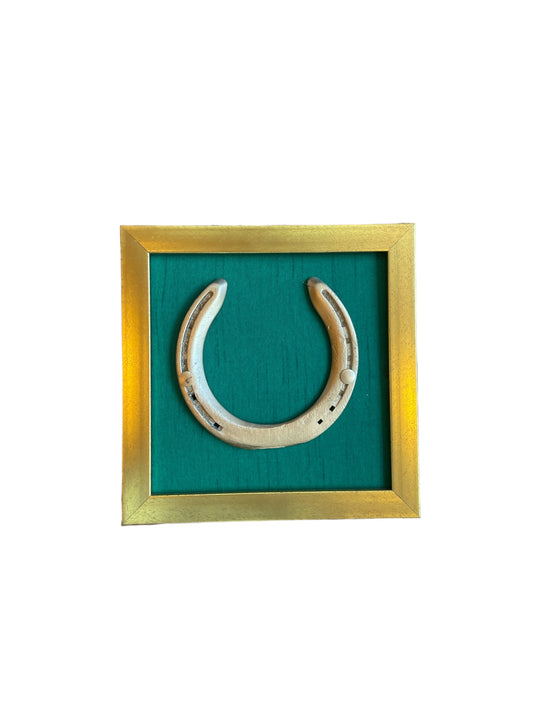 Good Luck Horse Shoe Rama Green Silver plated with Gold Frame