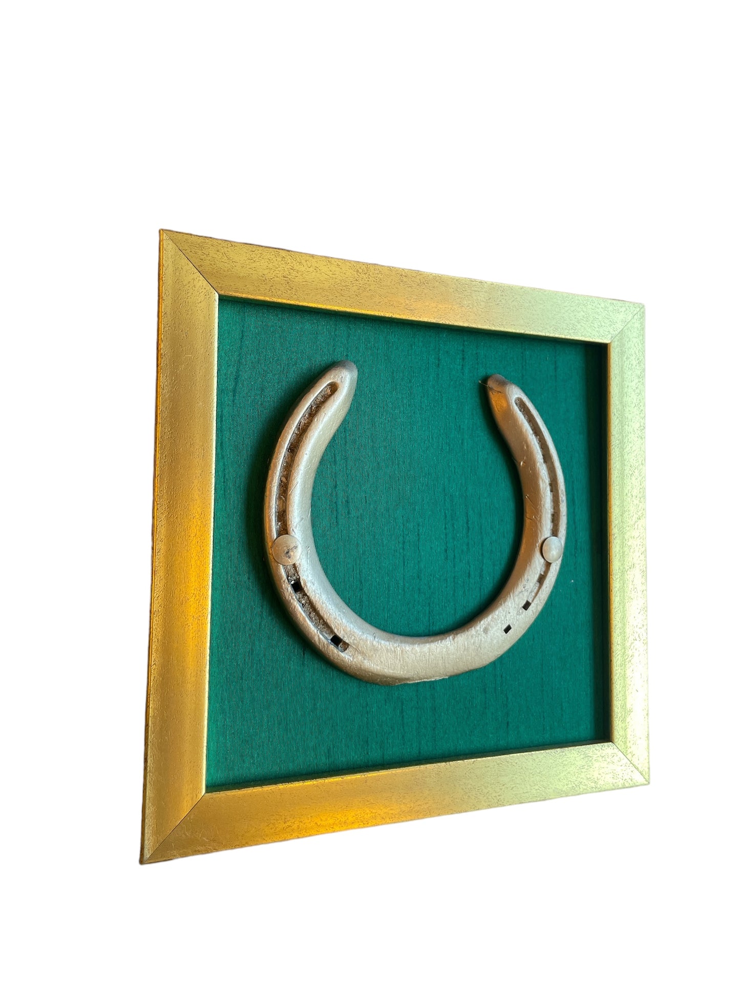 Good Luck Horse Shoe Rama Green Silver plated with Gold Frame