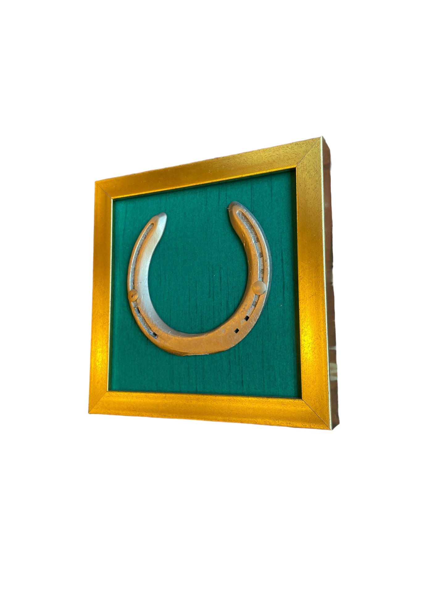 Good Luck Horse Shoe Rama Green Silver plated with Gold Frame