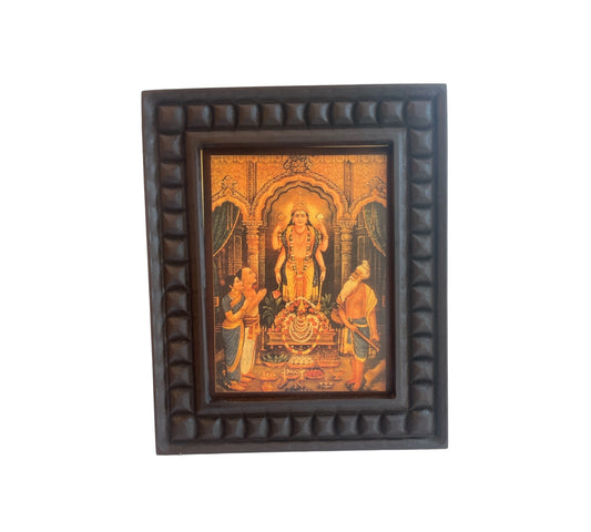 Satyanarayana Swamy Gold Leafed Art With Wooden Frame