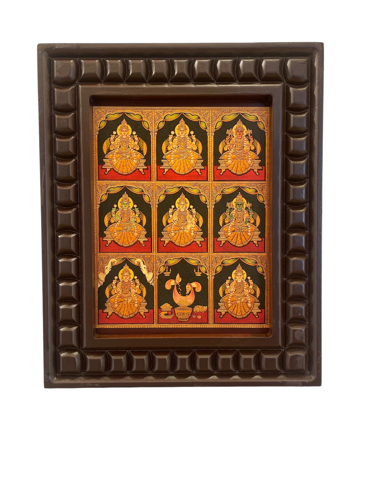 Asta Lakshmi Gold Leafed Art With Wooden Frame