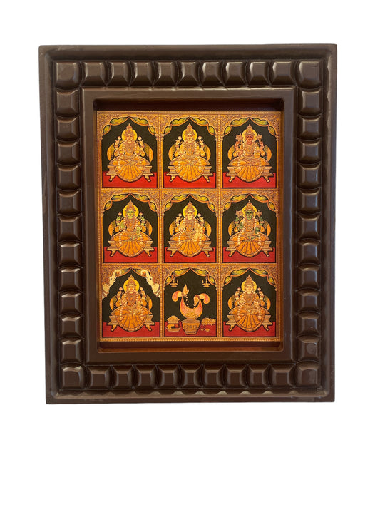 Astalakshmi Gold Leafed Art With Wooden Frame
