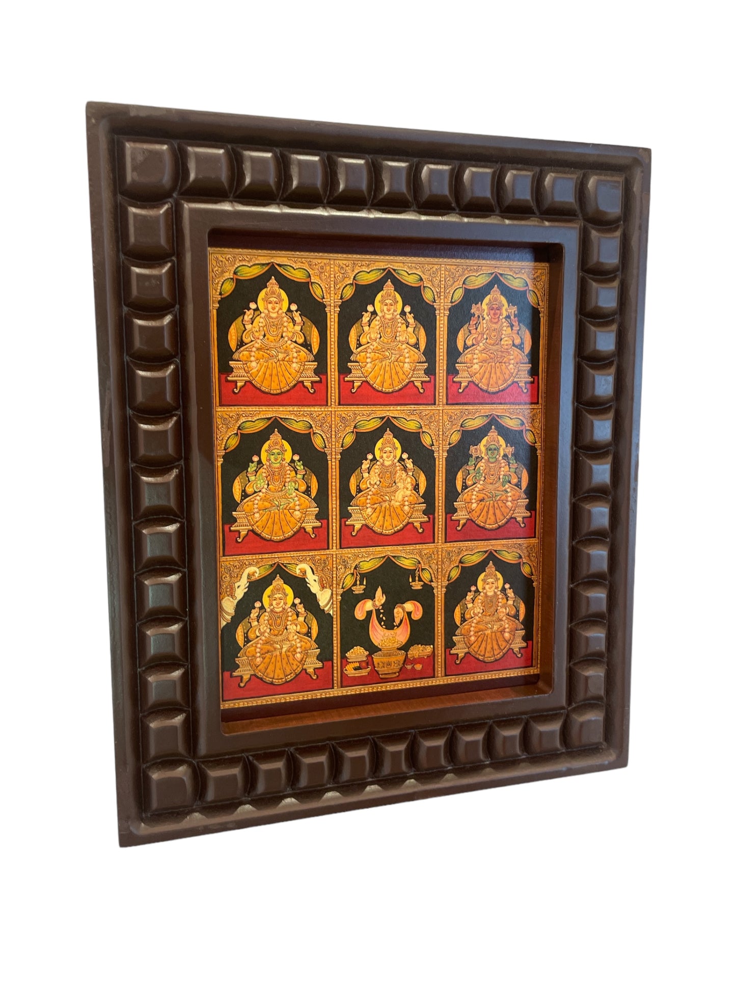 Asta Lakshmi Gold Leafed Art With Wooden Frame