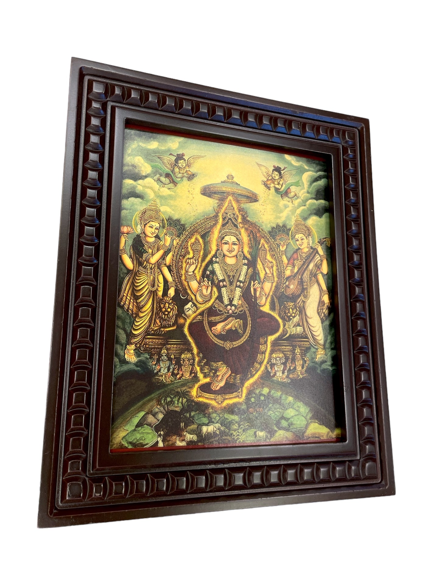 Tripura Sundari Gold Leafed Art With Wooden Frame