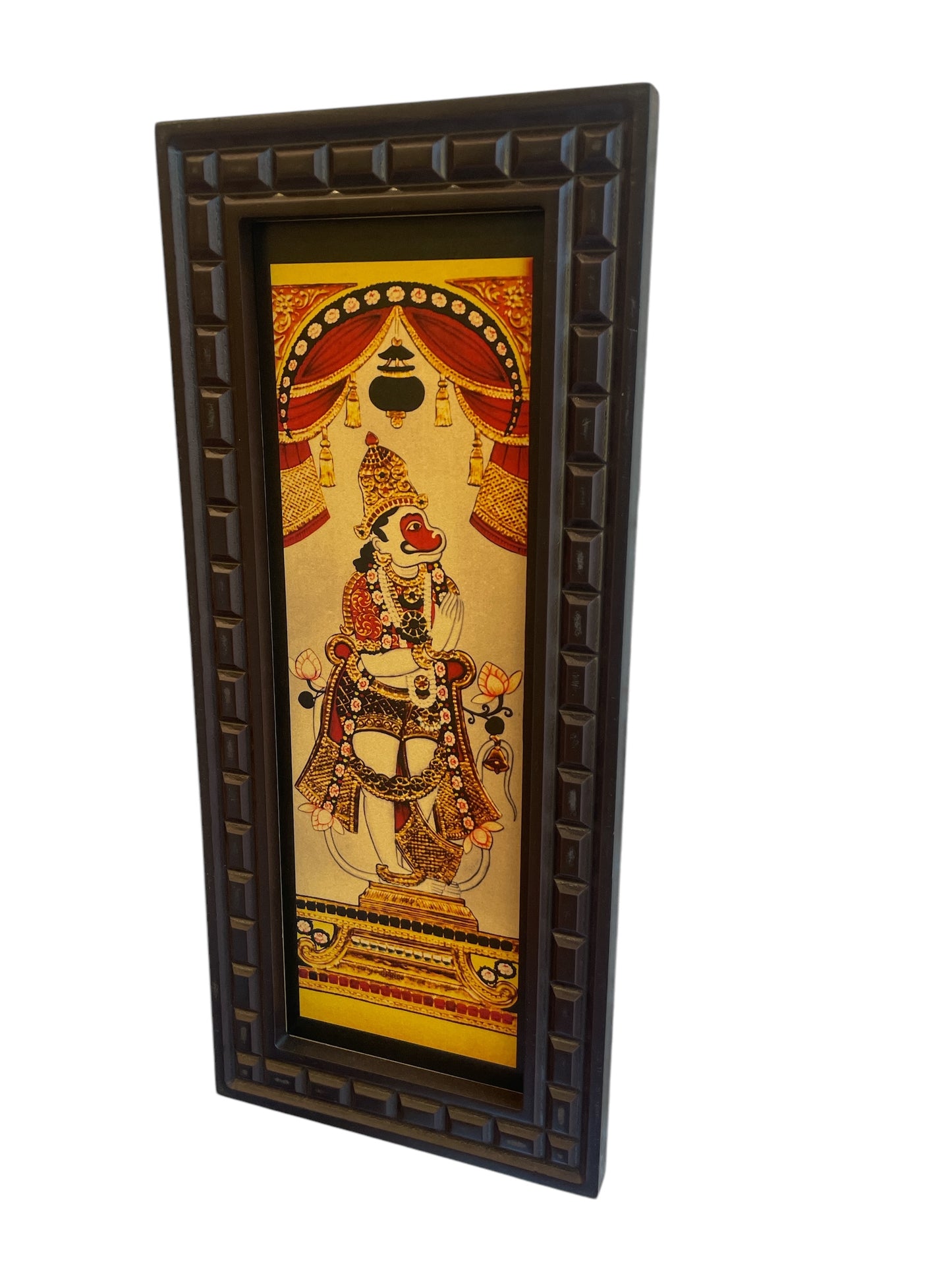 Hanuman Dwarapalaka Gold foiled art in Wooden frame