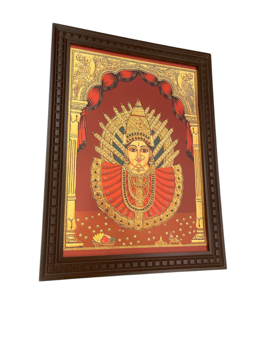 Yellamma Gold foiled art with wooden frame
