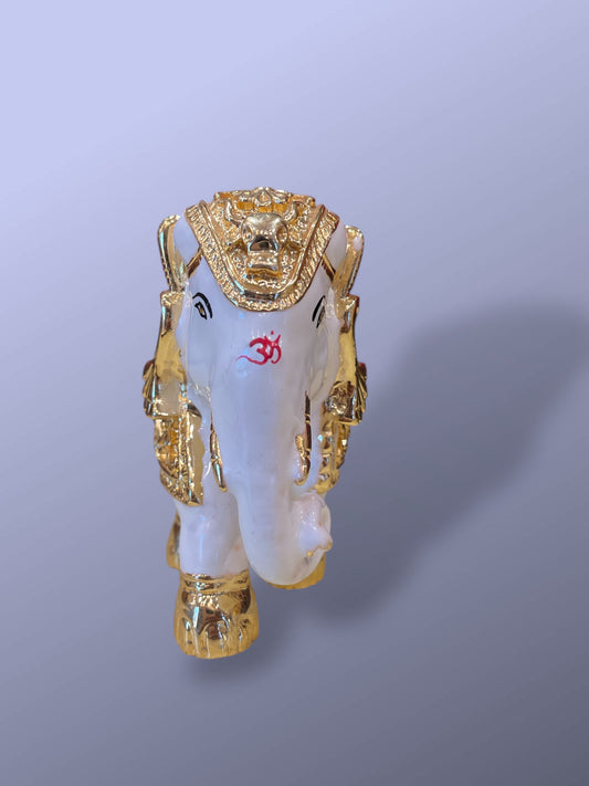 Elephant Porcelain Gold plated , Trunk Down