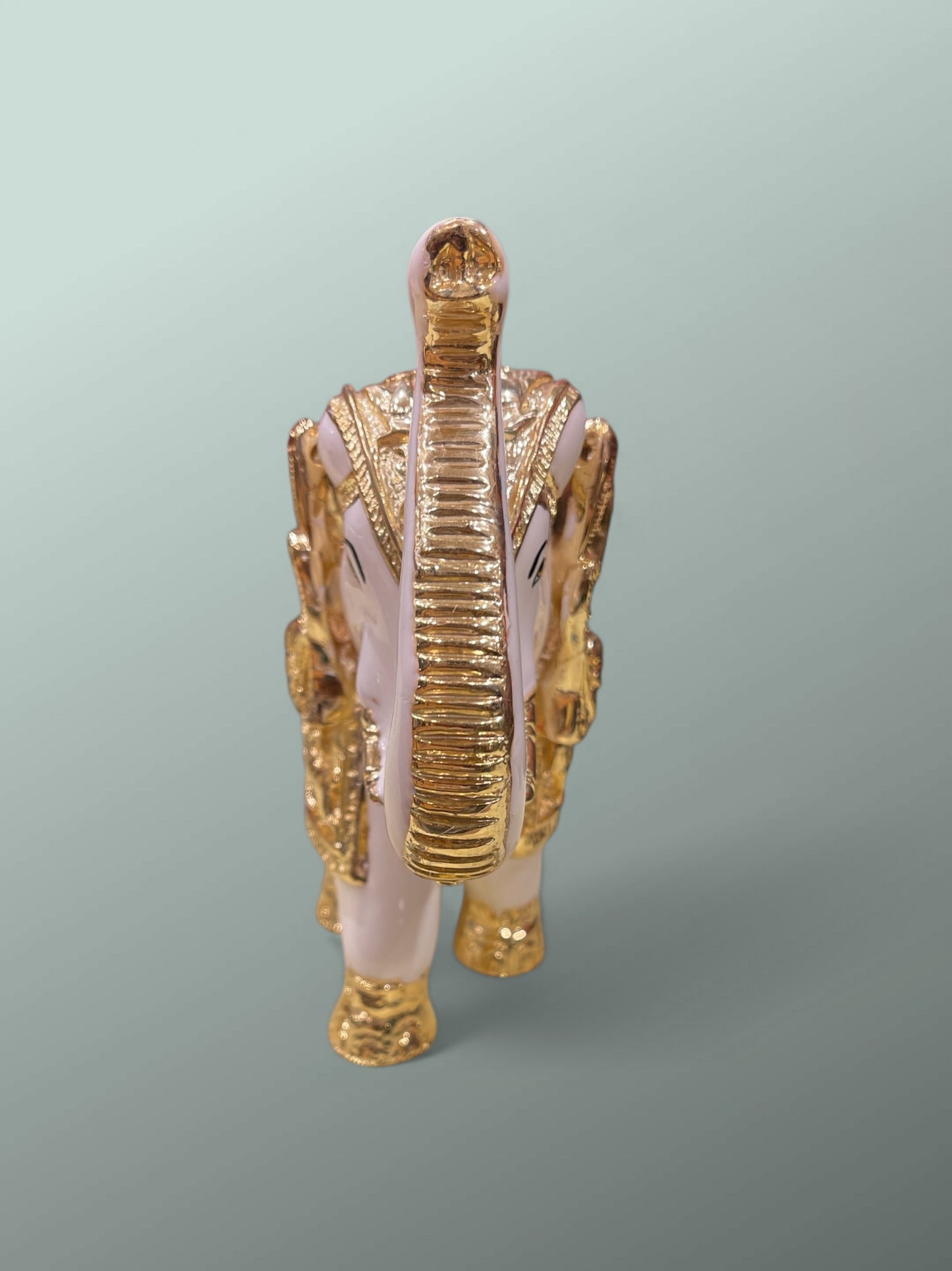 Porcelain Elephant Gold plated, Trunk up