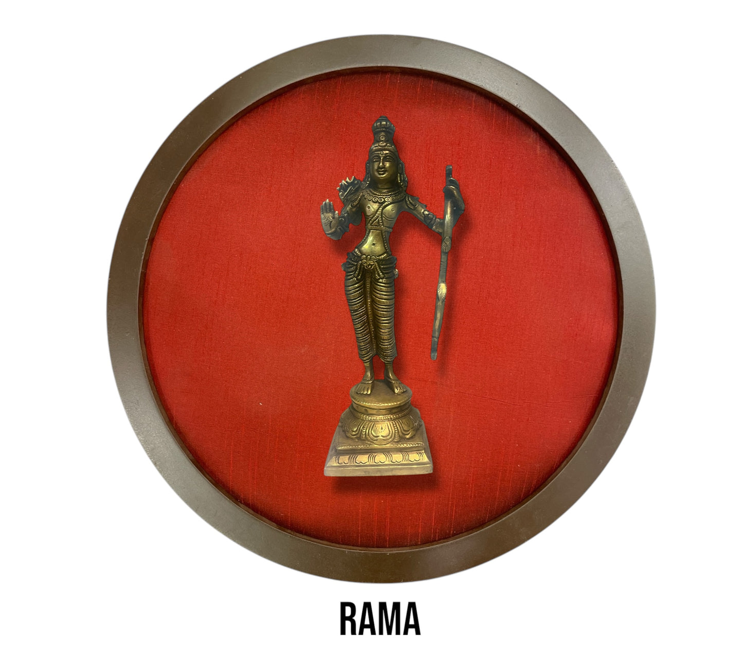Dasha Avataram set with Wine Red Silk in Wooden Circular Frame
