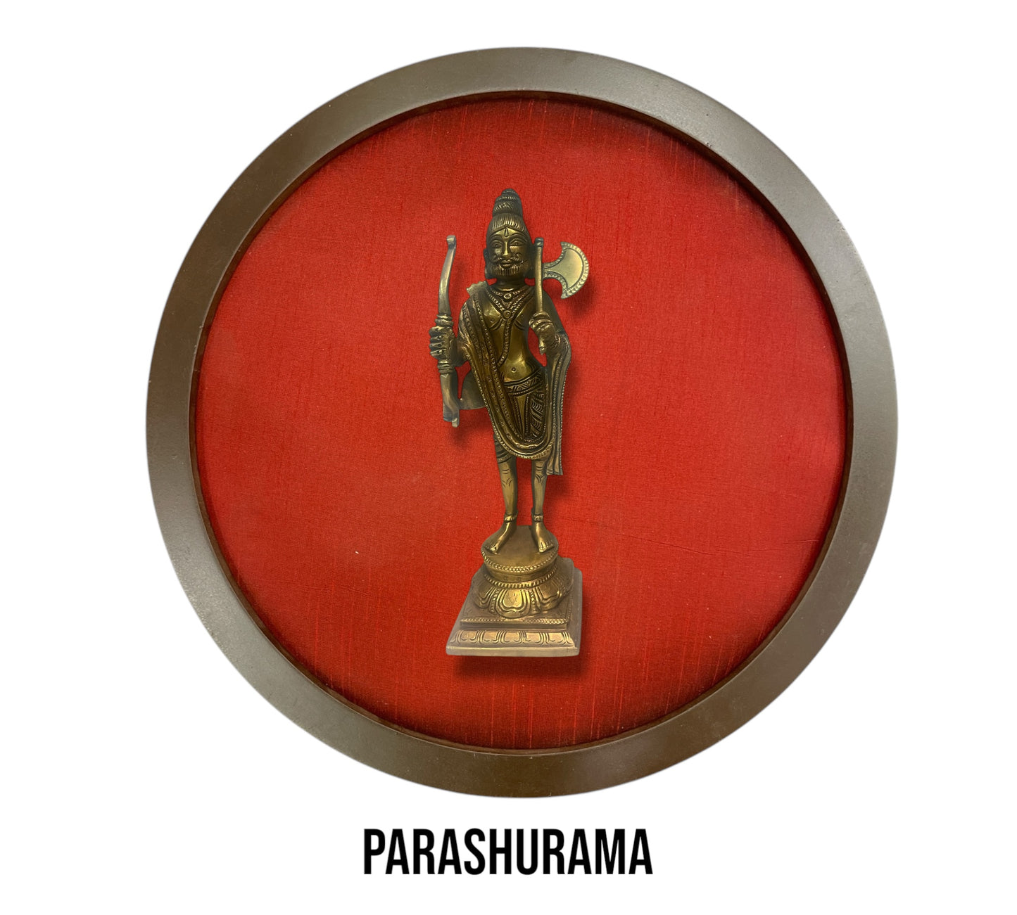 Dasha Avataram set with Wine Red Silk in Wooden Circular Frame