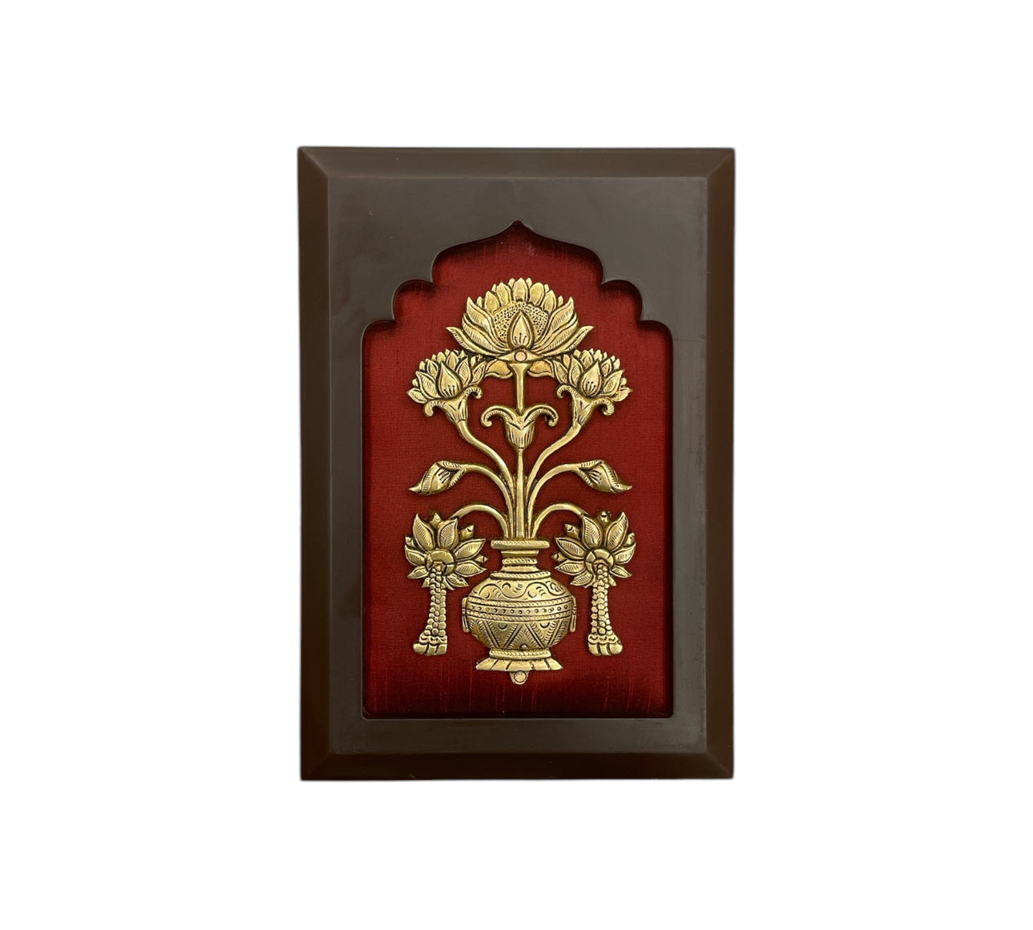 Red Wall Art Set with Maa Tripura Sundari Shankh with Ganesh and Kartikeya Highlight
