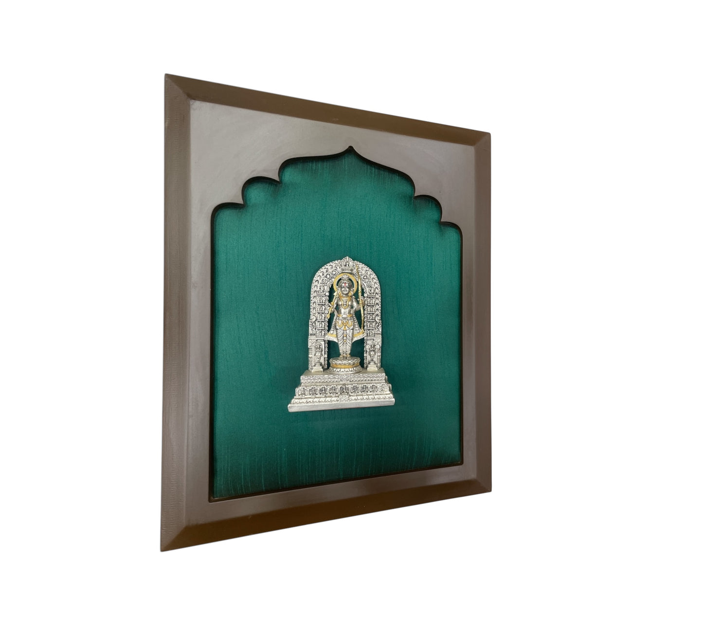 Ram Lalla 92.5% sterling silver with Green Silk in Wooden Frame