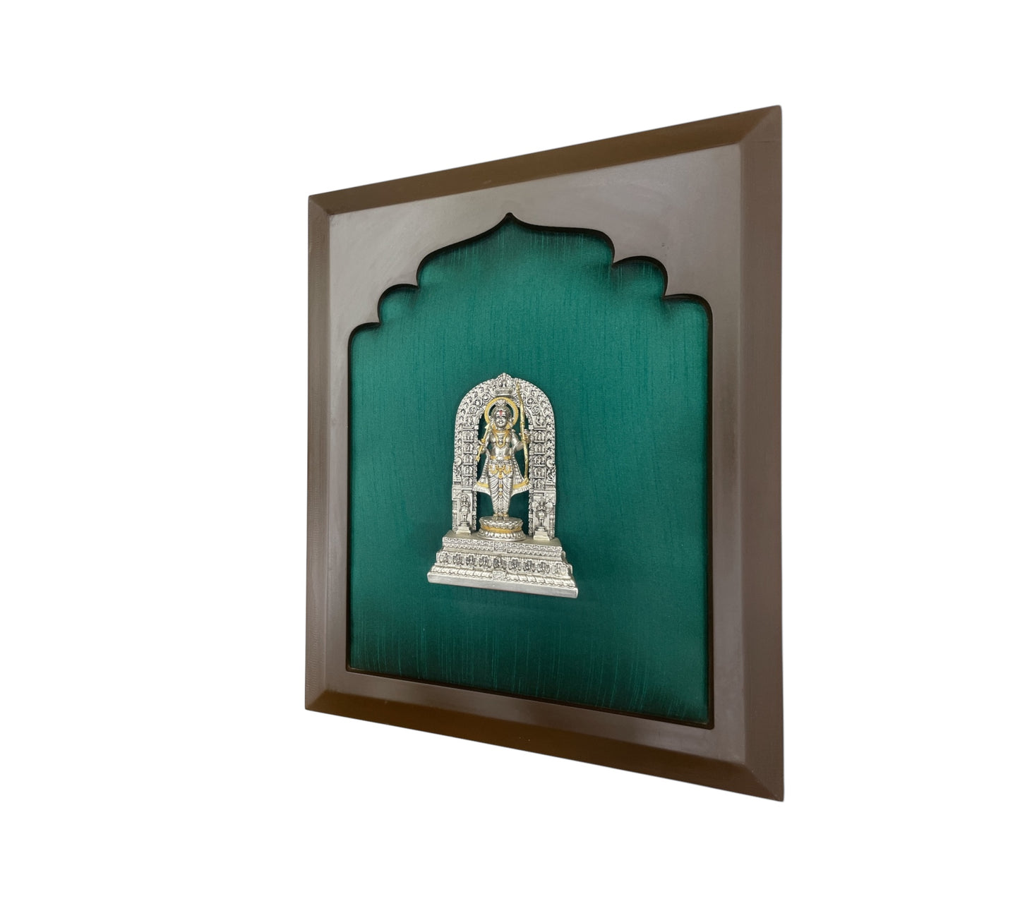 Ram Lalla 92.5% sterling silver with Green Silk in Wooden Frame