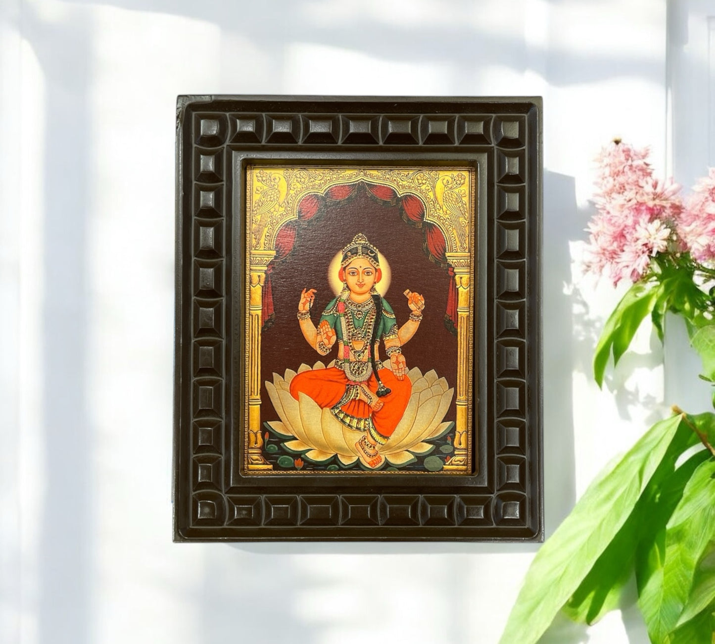 Bala Tripura Sundari Gold leafed art in wooden frame
