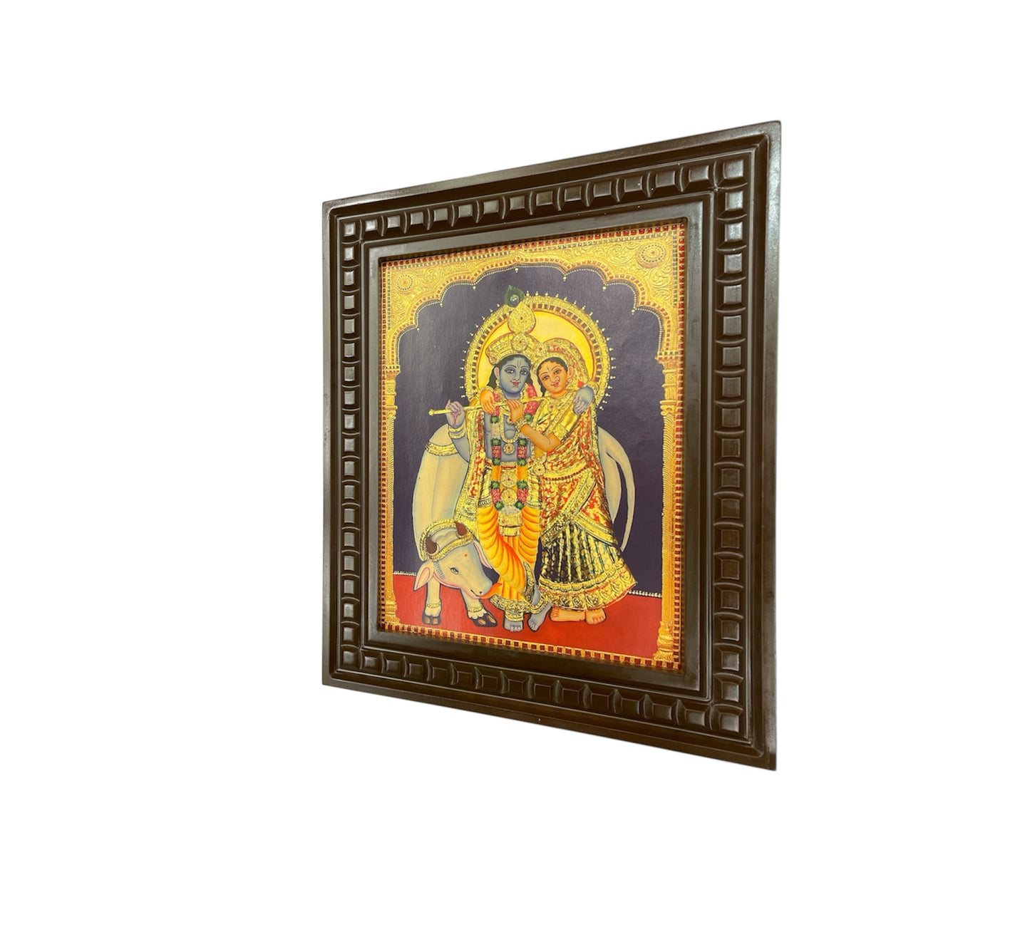 Radha Krishna - 2 Gold Leafed Art with Wooden Frame