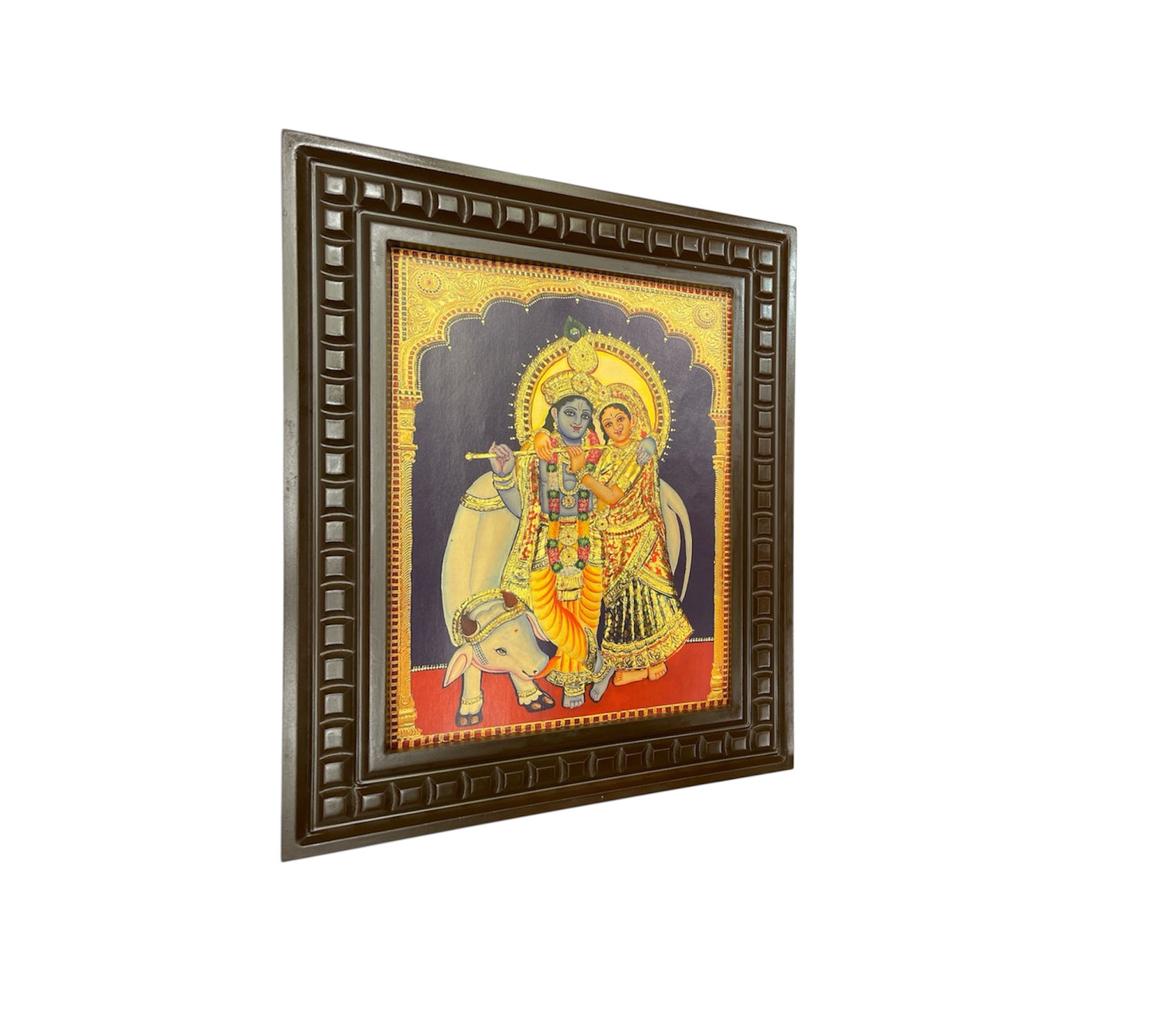 Radha Krishna - 2 Gold Leafed Art with Wooden Frame